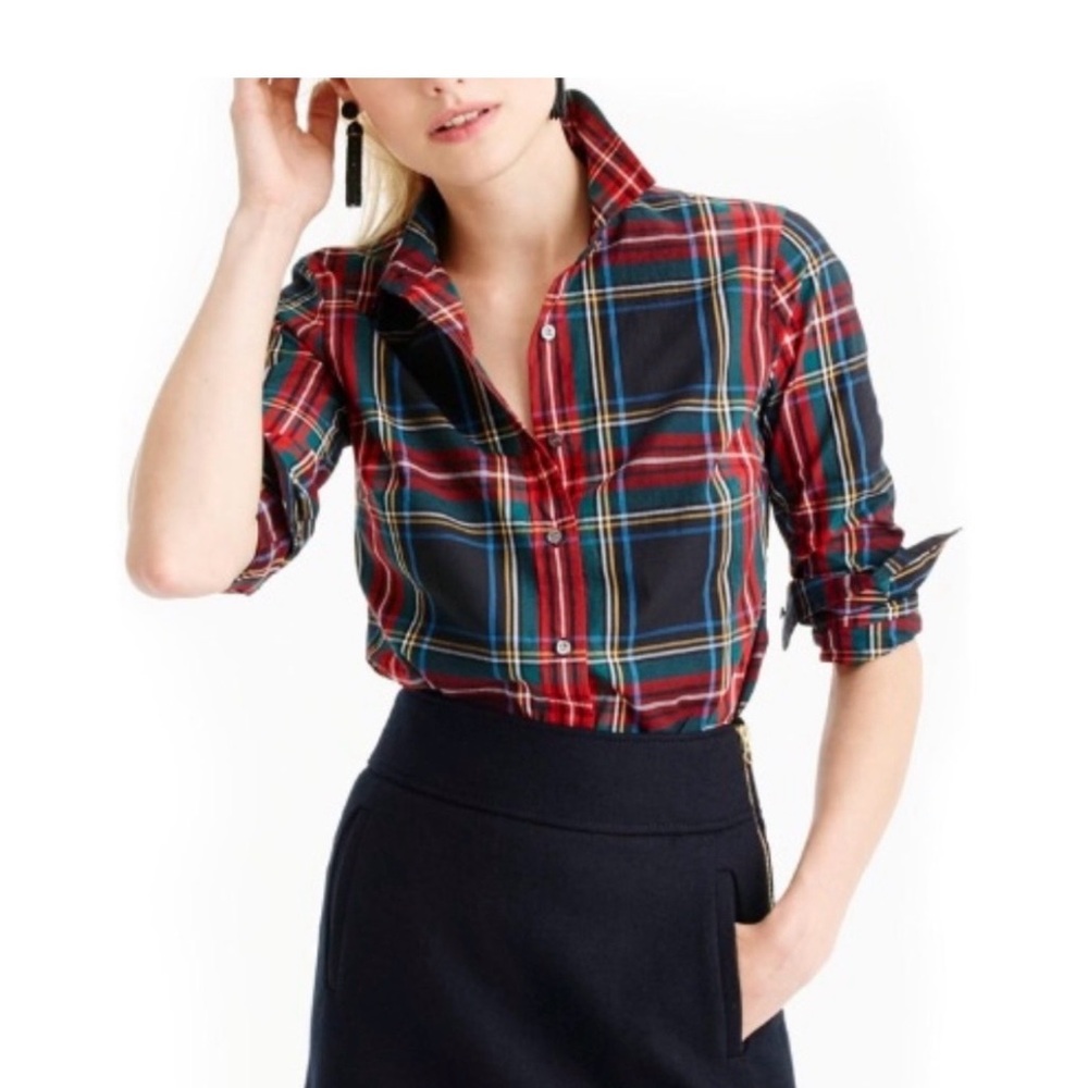 J. Crew Tartan Perfect Shirt Size 2